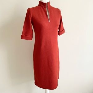 Wool Blend Cocoon Fitted Half Sleeve Knit Dress, Burnt Orange Medium